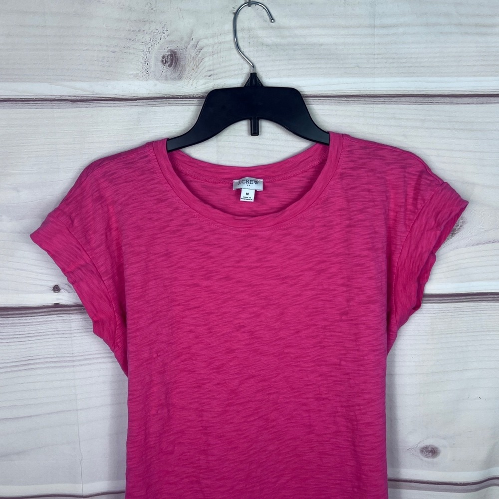 J Crew Dress Womens M Pink Short Sleeve T-Shirt Tie Waist Cotton Knit Pullover - Picture 2 of 7